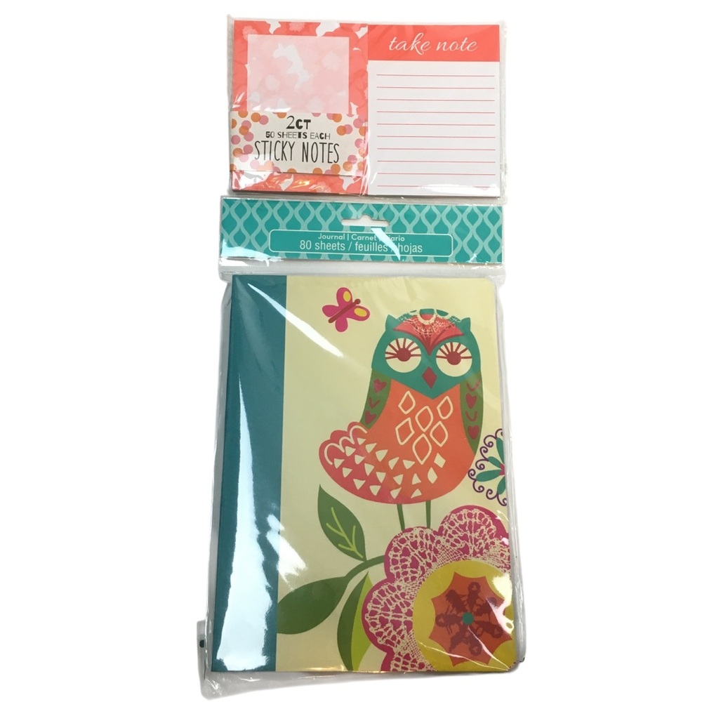 Planner Kit Stationery Set Owl Journal Sticky Notes Orange Floral Desk Target